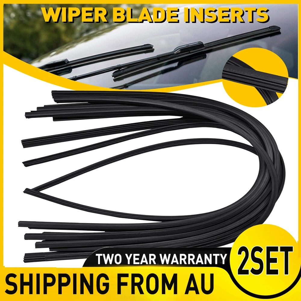 Set of 10 black 24 inch frameless windscreen wiper blade rubber refills, 6mm width
