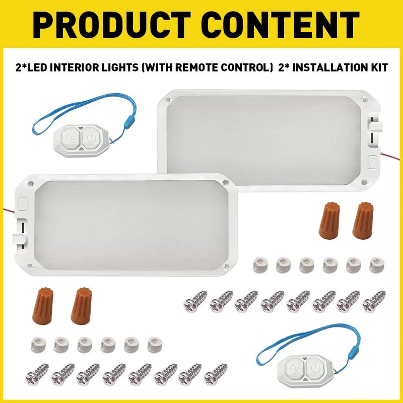 2x 12-30V LED Interior Ceiling Lights with Remote for RV Caravan Boat