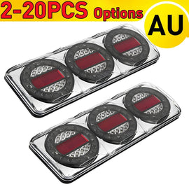 2-20X 3 LED Combination Tail Lights Stop/Tail/Indicator/Reverse Truck Ute Tray