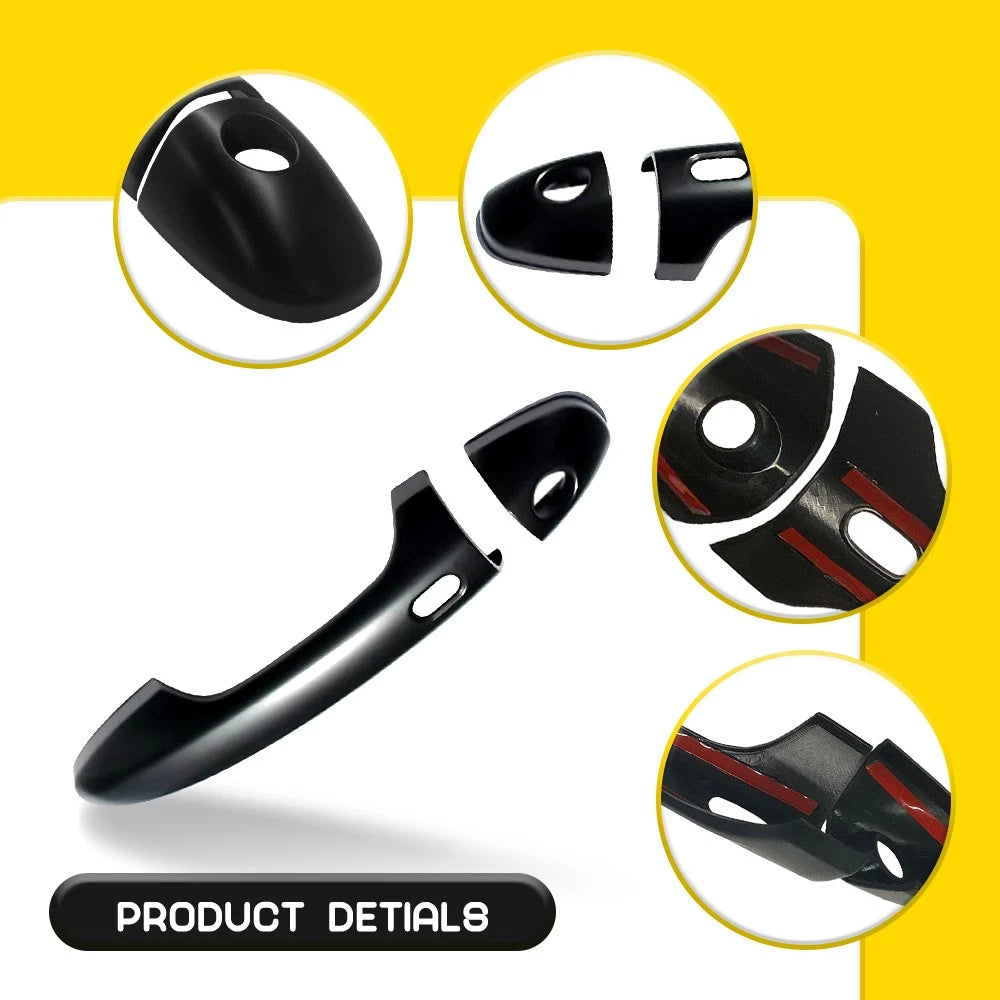 4PCS Black Exterior Door Handles Covers For Toyota Hilux 2015-2021 Keyless Hole