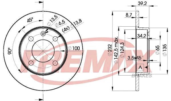 Fremax Rear Disc Rotors for Volkswagen Polo Elite 9N 1.4 02-06 4 Studs