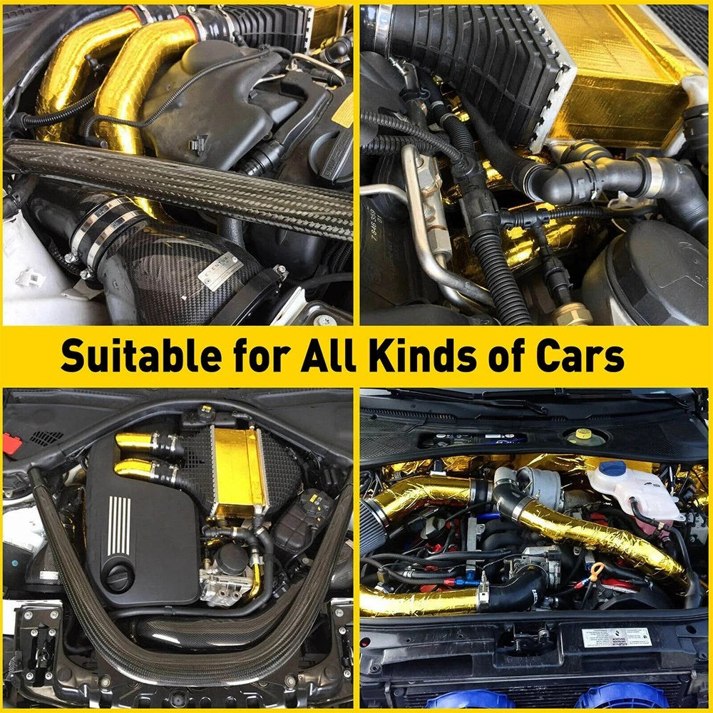 10M 5cm Wrap Gold Shield Car Tape Intake Turbo Engine Pipe Reflective Insulation