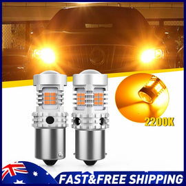 2x BAU15S Amber 26 LED 3020 Turn Signal Indicator Canbus Bulbs Globes AUXITO