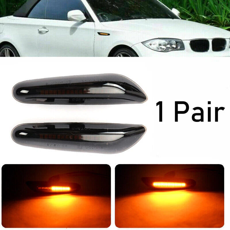 For BMW E46 E60 E82 E90 E91 Pair Flowing Dynamic LED Side Marker Indicator Light