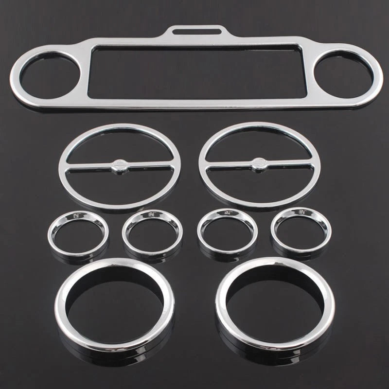 9 x Chrome Stereo Accent Speedometer Speaker Trim Ring Set for Harley Touring ST