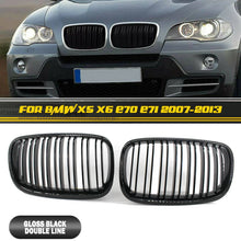 Load image into Gallery viewer, For BMW X5 X6 E70 E71 07-13 Front Grille Grill Kidney Cover Vent Gloss Black ST
