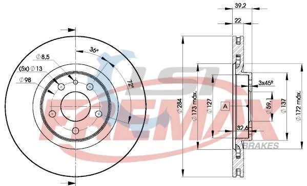 Fremax Front Disc Brake Rotors for Alfa Romeo Spider 2.0 1995-2005