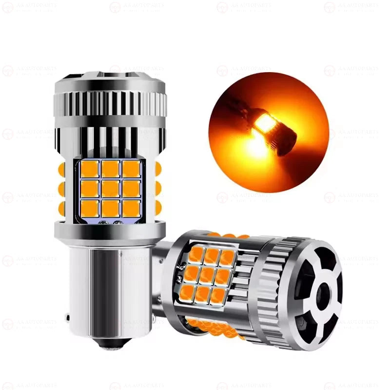 LED BAU15S PY21W 1156 CANBUS Amber Indicators Bulbs Globes Pair 2PCS