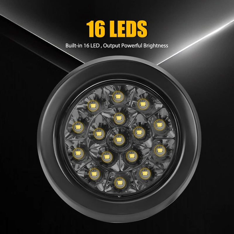 8x 4" Round Red LED Tail Lights 12V Stop Indicator Reverse for Trailer