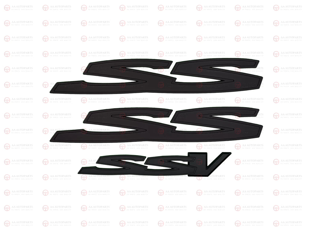 Matte black SS SSV 3-piece badge set for Holden Commodore VE VF rear and side
