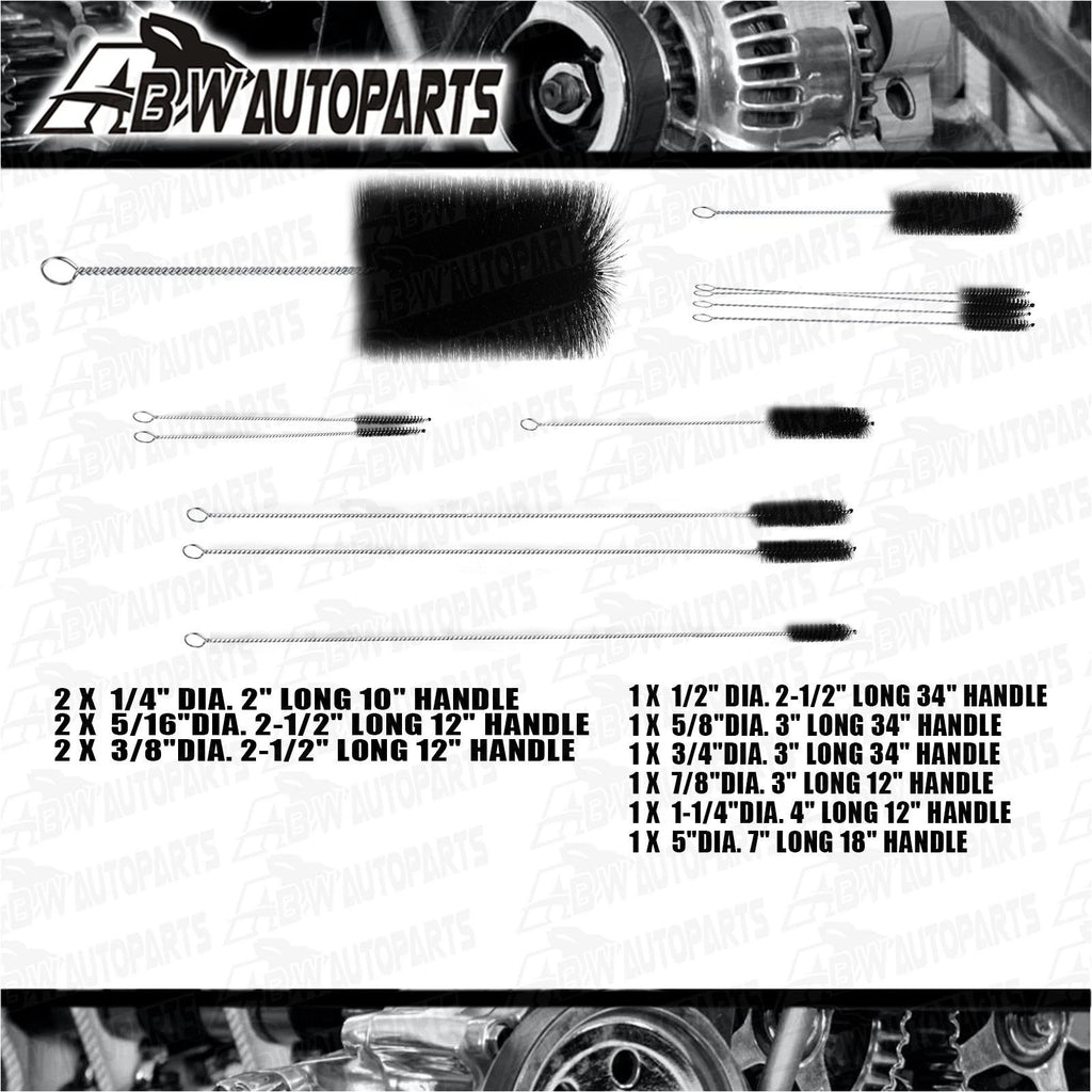 12-piece engine crankshaft oil passage and cylinder head cleaning brush kit