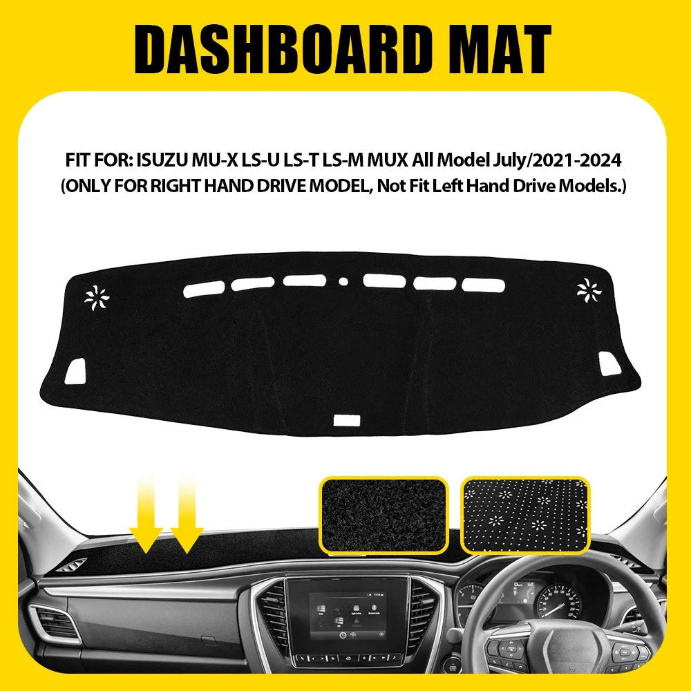 BLACK DASH MAT for ISUZU MU-X LS-U LS-T LS-M MUX All Model 7/2021-2024 DM1622 A