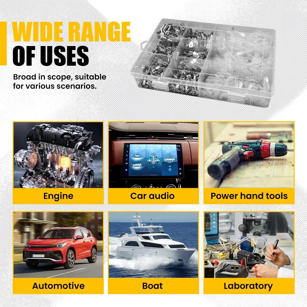 2SET 900X Assortment Male Female Spade Terminals Electrical Wire Crimp Connector