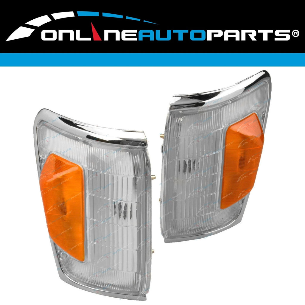 Pair Chrome Trim Corner Indicator Park Lights for Toyota Hilux 4WD Set 1988~1991