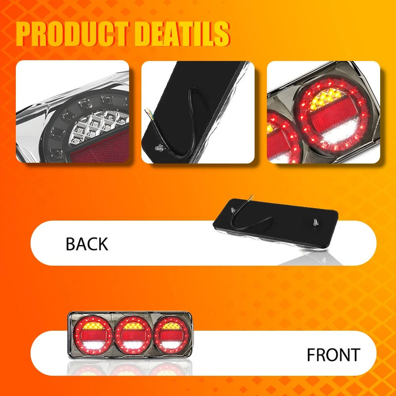 LED Combination Tail Lights Pair Stop Tail Indicator Reverse 12-24V IP68