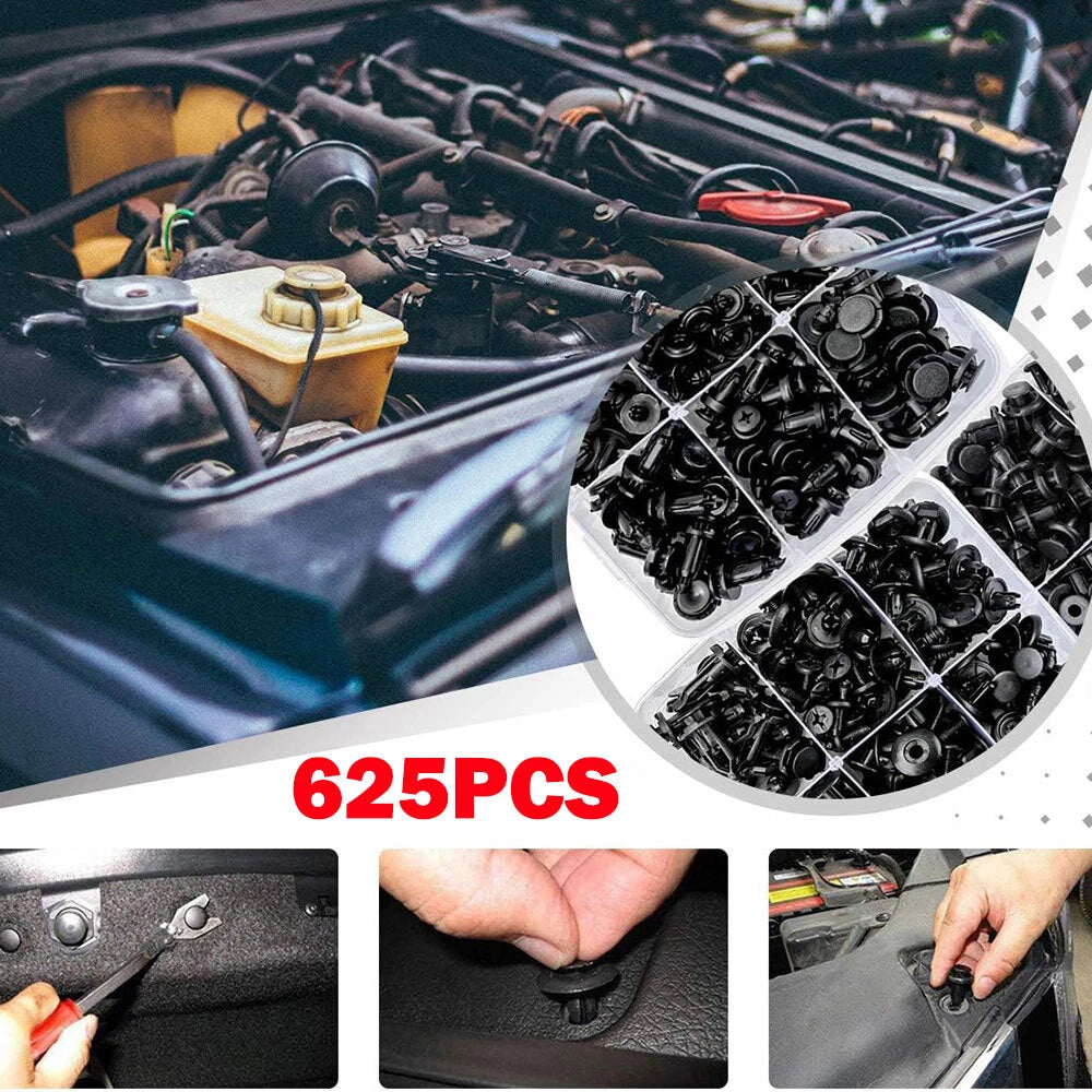 625pcs Car Clips Automotive Trim Body Pins Push Retainer Fastener Assortment Kit