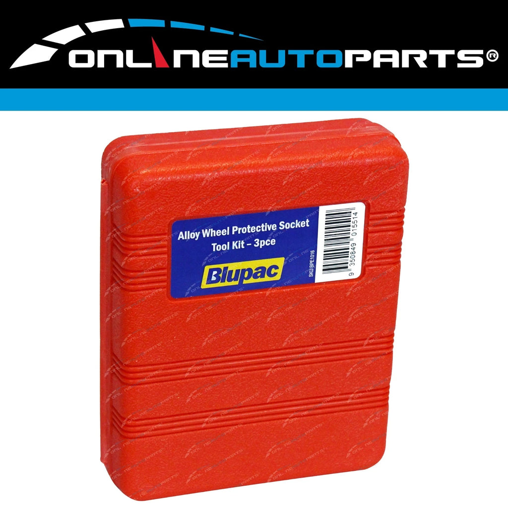 3pce Alloy Wheel Deep Impact Nut Socket Set 17mm 19mm 21mm 1/2" Nylon Sleeve