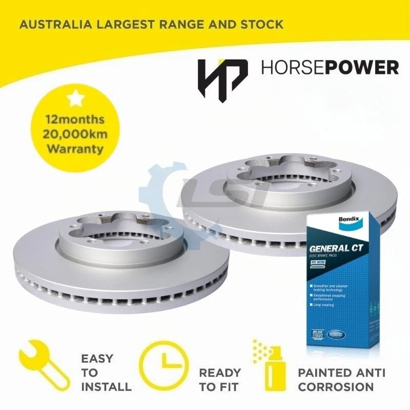 Front Brake Pads and Disc Rotors for Toyota Hiace Van KDH TRH 200 Series 2005-18