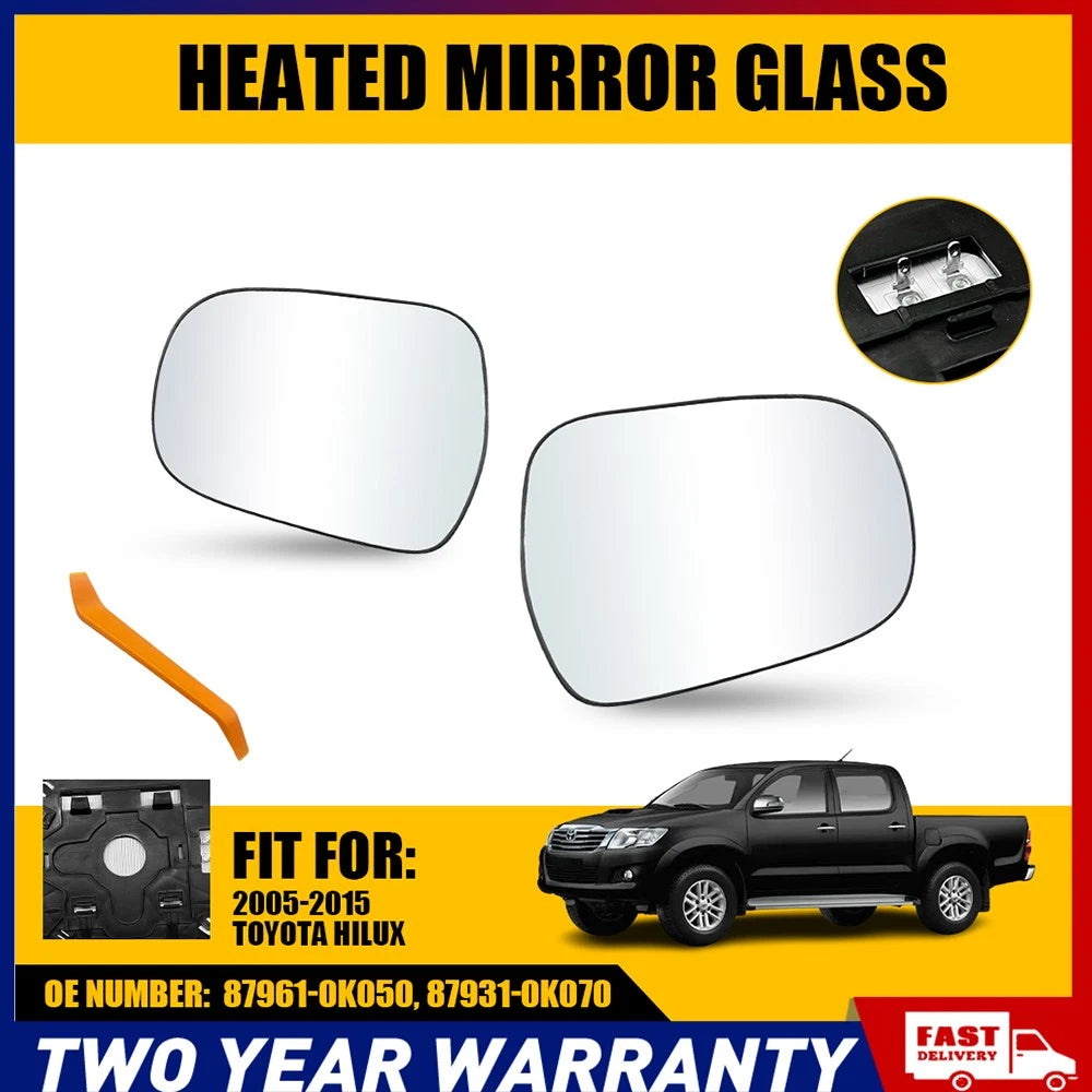 Pack of 2 For 05-15 Toyota Hilux Car Rearview Mirror Backing Plate Heated RH LH