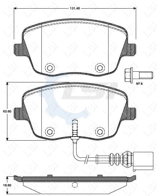 Front European Brake Pads + sensor and Disc Rotors for Volkswagen Polo 9N 01-09