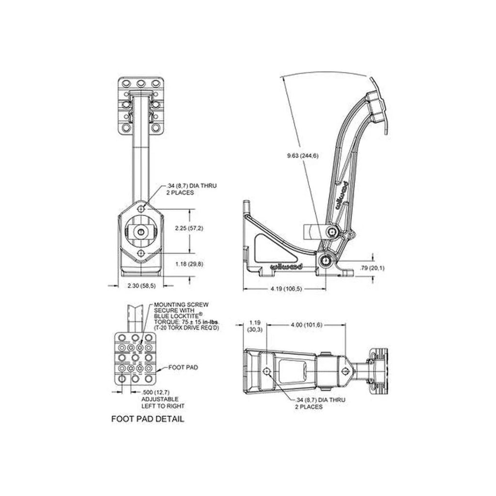 Wilwood Clutch/Brake Pedal 6:1 Floor Mount 340-13833