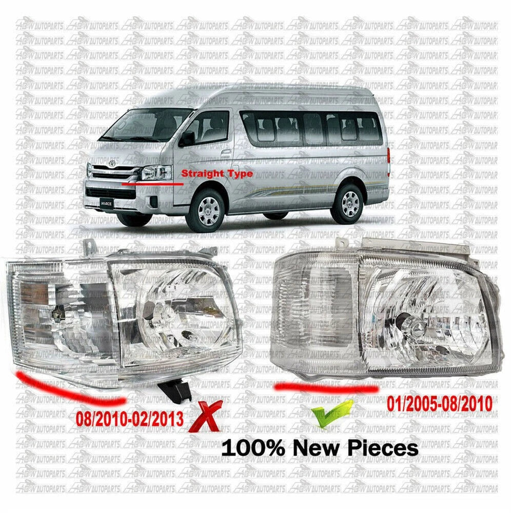 2X Head Light Lamp For Toyota Hiace TRH KDH Van Bus 2005-2010 L&R NEW AU STOCK