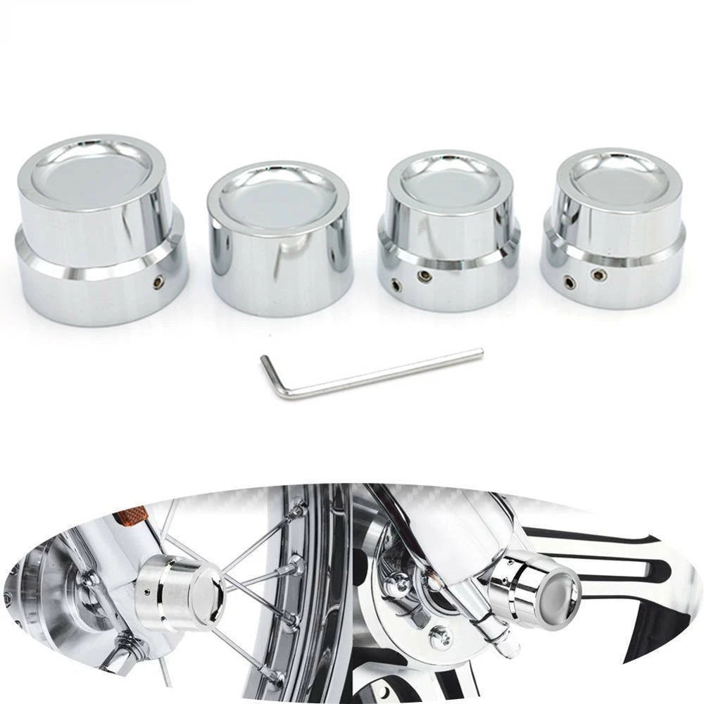 Chrome front rear axle nut cover cap for Harley Softail Dyna V Rod VRSCA