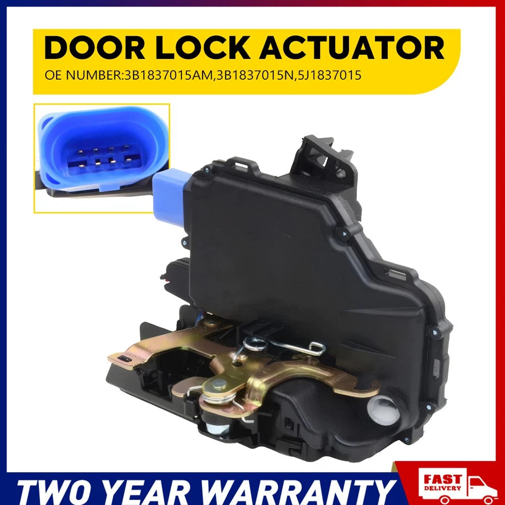 Front left door lock actuator for VW Transporter T5 2002-2013, 8-pin, black