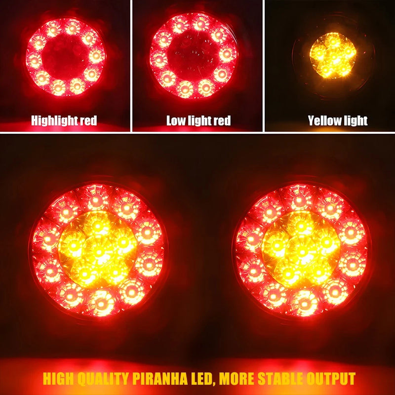 4" Round LED Tail Lights Stop Indicator for Trailer Truck Caravan
