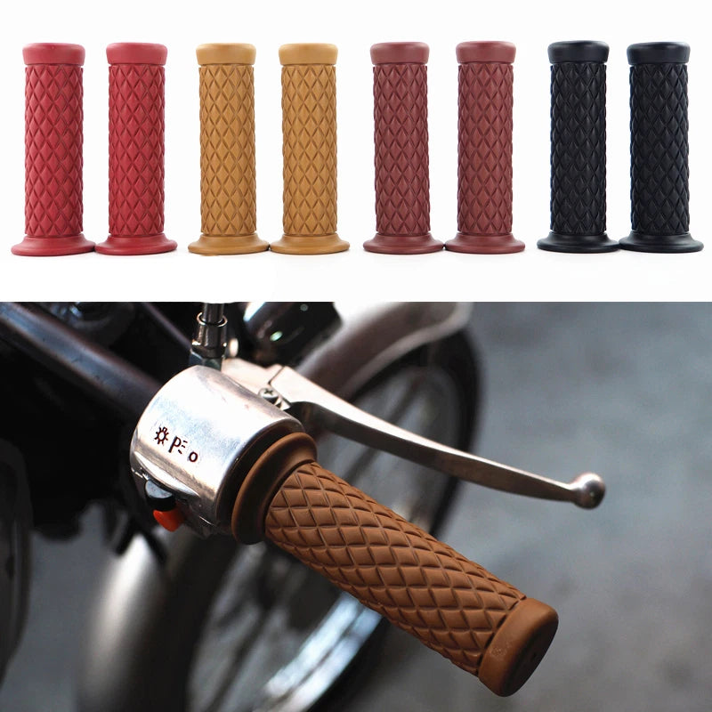 7/8" Retro Vintage Motorcycle Handlebar Hand Grip 22mm Universal Rubber ST