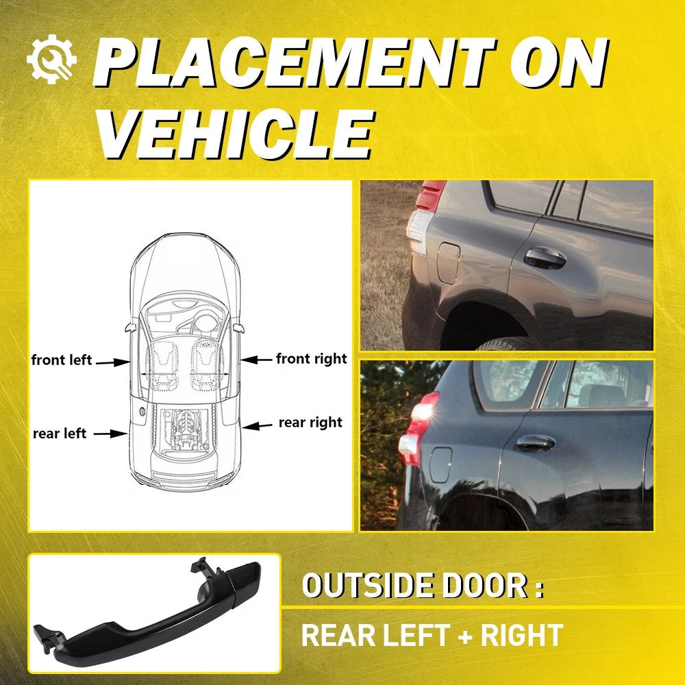 2-20x Rear Outer Door Handle For Toyota Prado J150 Series 2009-20 Black R+L A