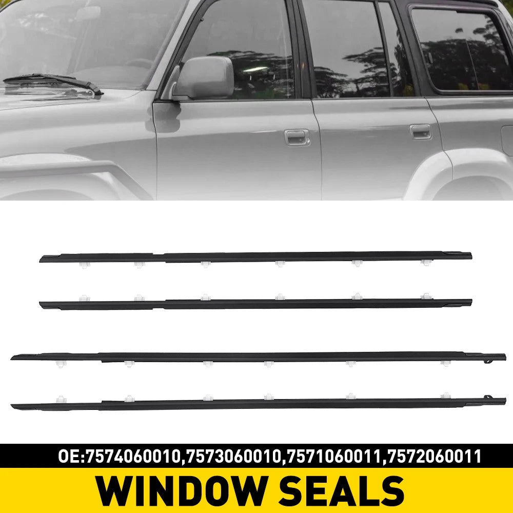 4x Window Chrome Trim Seal All Doors For 1990-1997 Toyota Landcruiser 80 Series