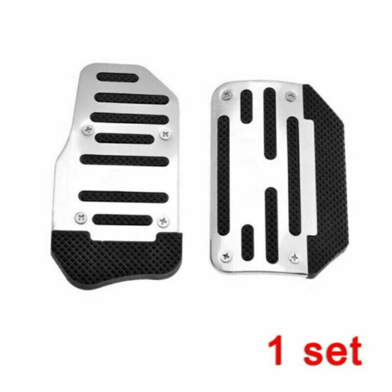 Silver Non-Slip Automatic Car Gas & Brake Pedal Covers, 2-Piece Set