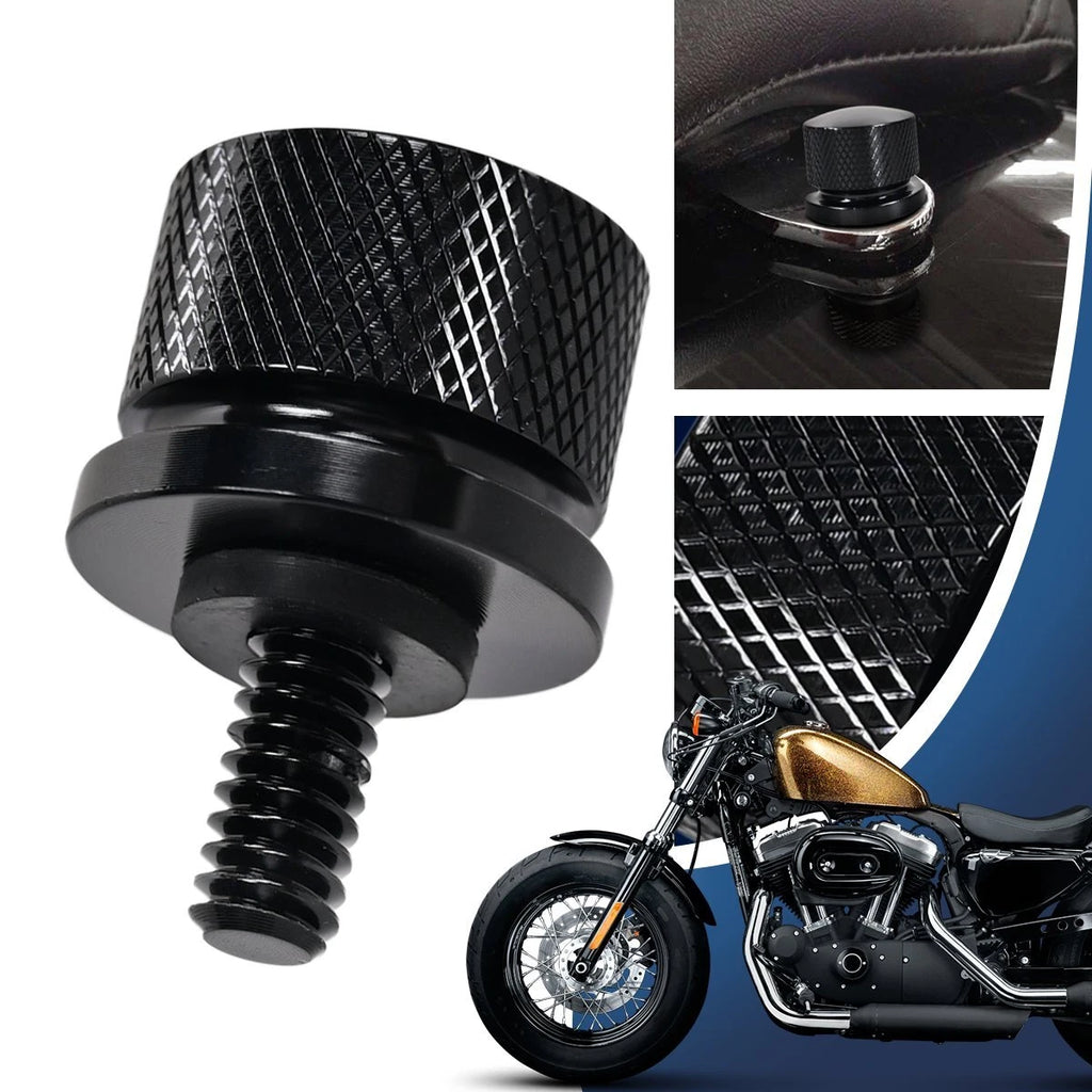 1pcs 6mm Rear Seat Bolt Screw Billet Aluminum Knurled Black for Harley 1996-2015