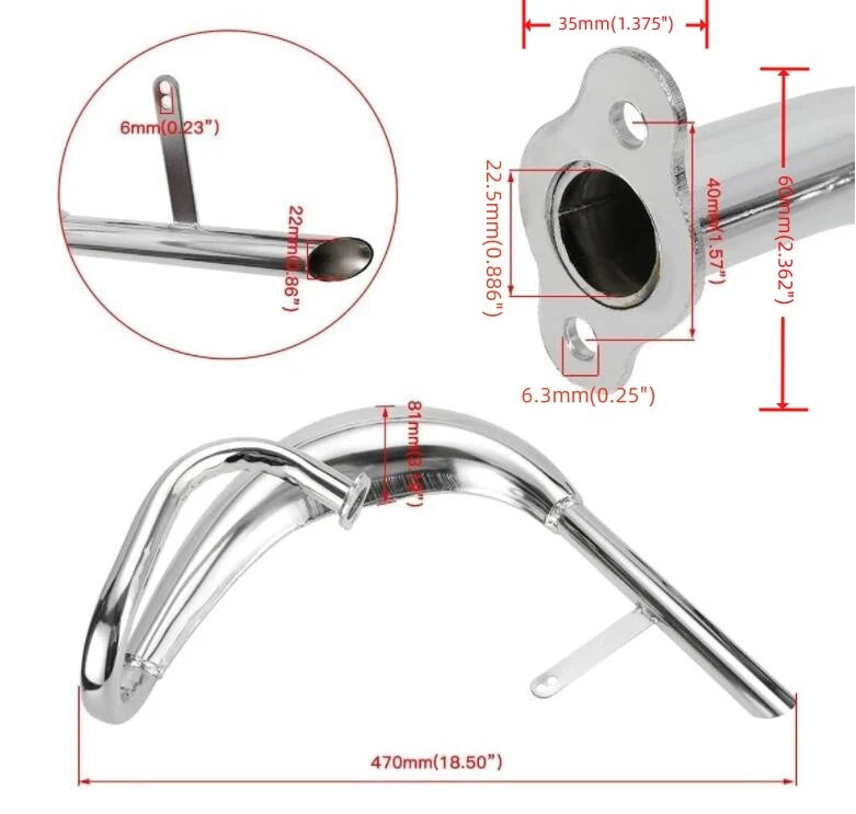 Expansion Chamber Muffler CDH66 2 Stroke Muffler-48cc FOR GAS MOTORIZED BICYCLE
