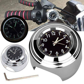 Motorcycle Bike Chrome Waterproof Dial Handlebar Clock Glow Watch For 7/8