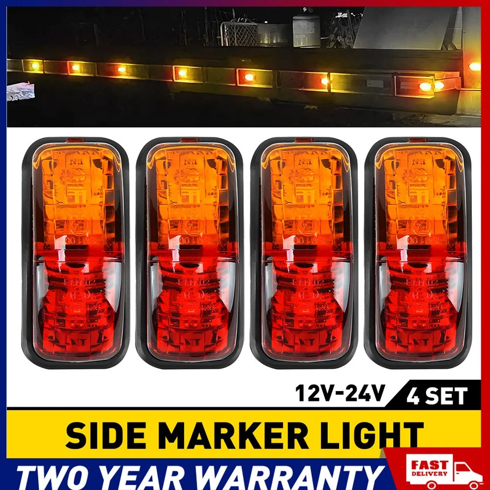 4PCS Clearance Lights LED Side Marker Amber Red Trailer Truck Caravan RV 12-24V