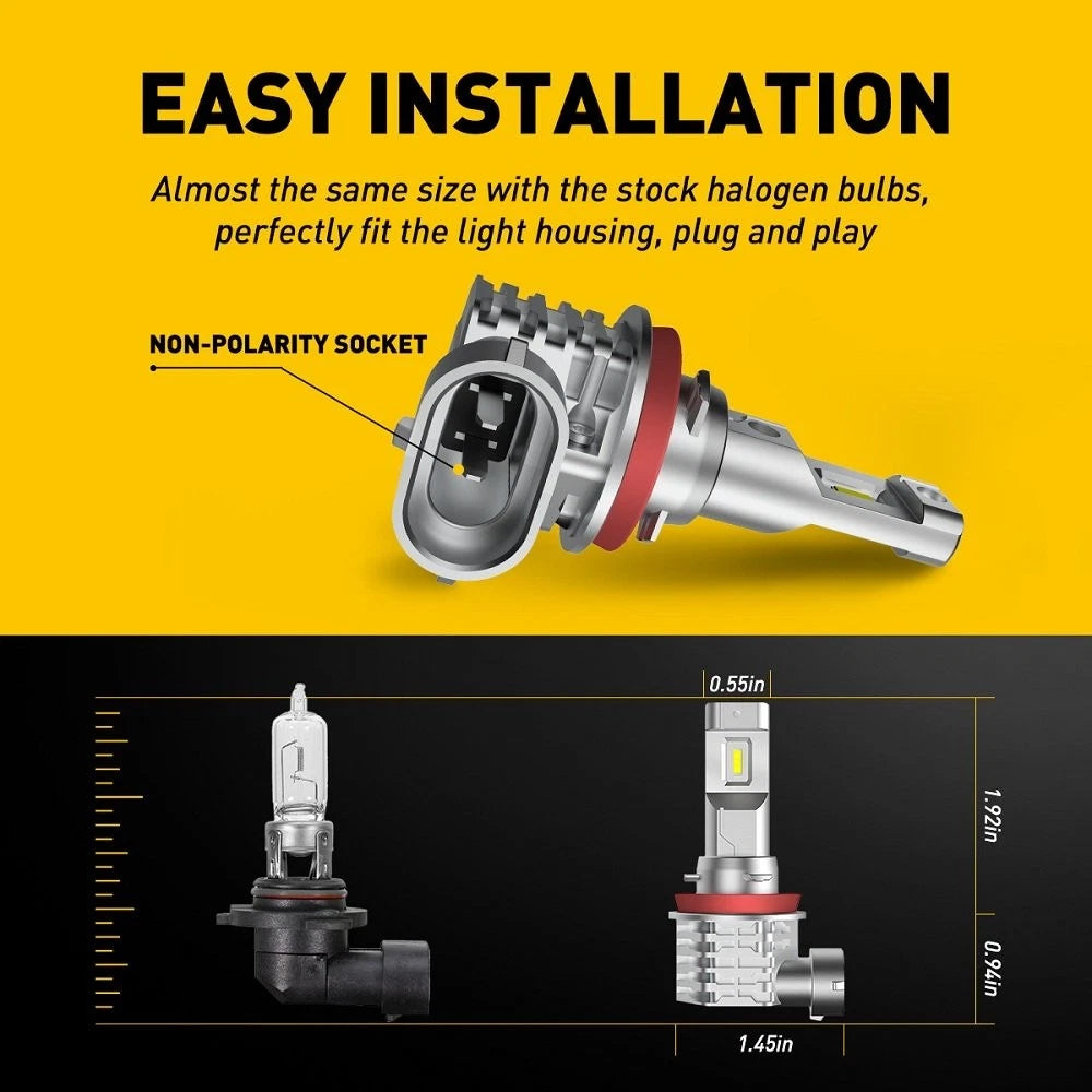 2x AUXITO LED Fog Light H4 9003 H11/H8/H9 9005 9006 Headlight Blub Globes 12V AU