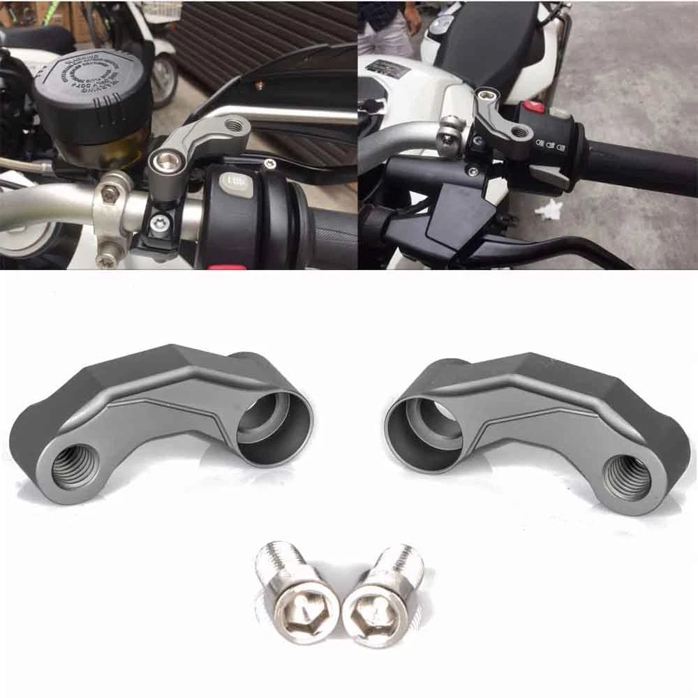 Motorcycle Black Mirrors Riser Extension Brackets Adapter For BMW R1200 GS LC