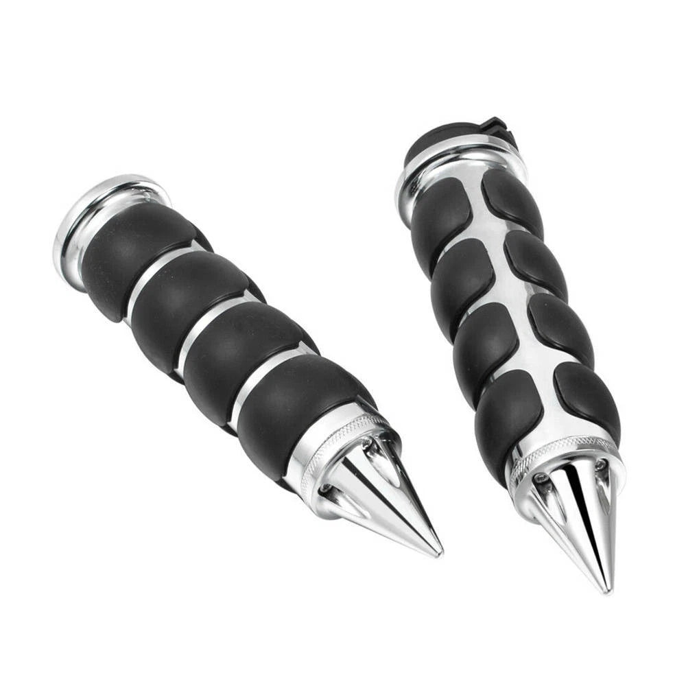 Motorcycle 1" Spike Hand Grips Handlebar Throttle Black Chrome Fit For Harley ST