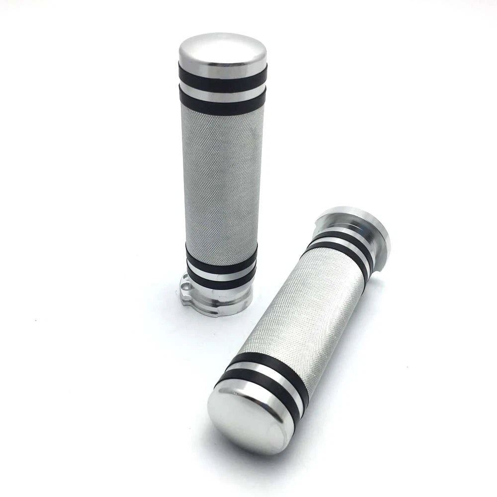 Pair 1" Motorcycle Handlebar Hand Grips Chrome Aluminum for Harley Sportster ST