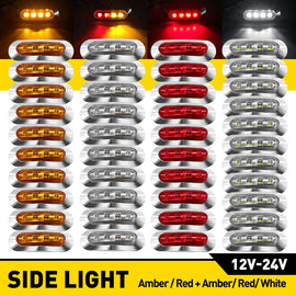 10X CLEARANCE LIGHT LED SIDE MARKER AMBER RED WHITE TRAILER TRUCK CARAVAN 12-24V