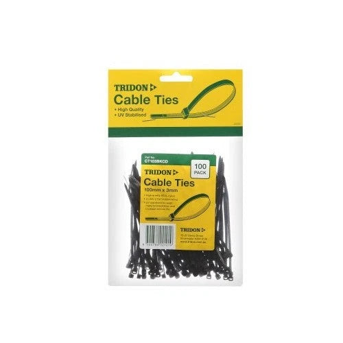 Tridon Cable Tie Black 300X4mm 100 Pack CT304BKCD