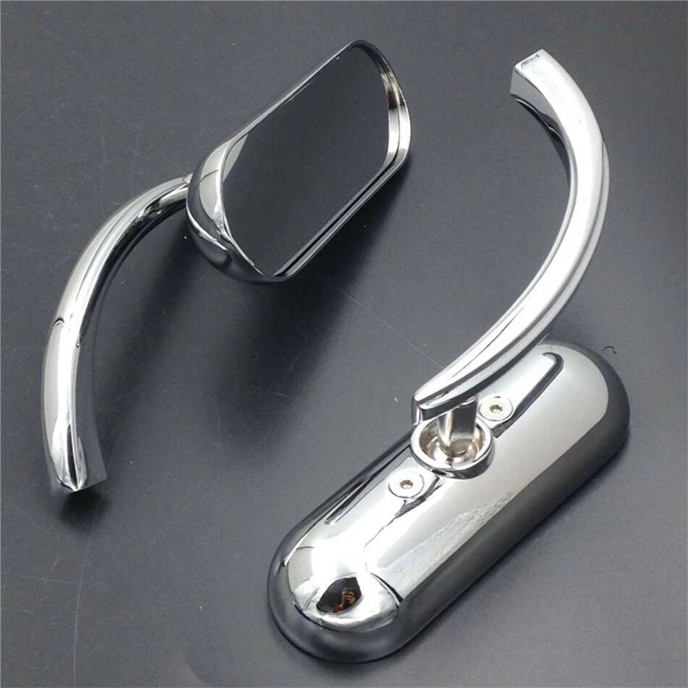 Chrome Mini Oval Motorcycle Side Rear Mirrors for Harley Softail Sportster CVO S