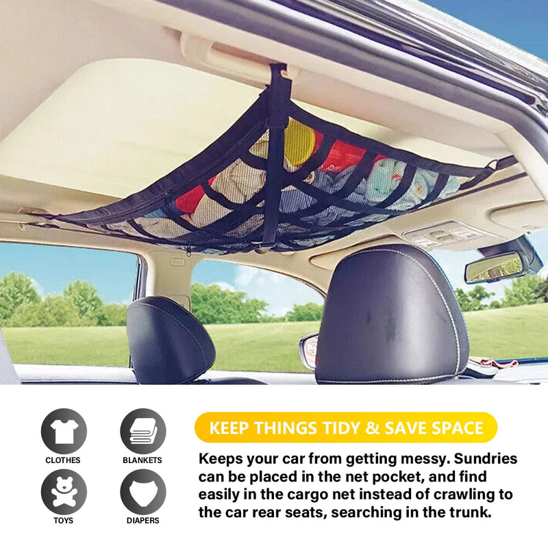 Universal Car Roof Cargo Net Ceiling Storage Mesh Bag 90x65cm