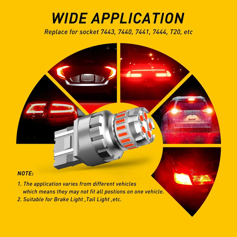 7443 7440 Red LED Brake & Tail Light Bulbs – 2 to 10 Pack