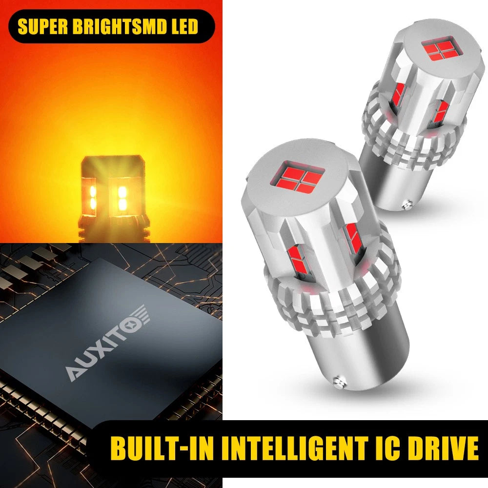2X CANBUS BAY15D 1157 P21/5W LED BULB RED GLOBE Brake Light INDICATOR AUXITO