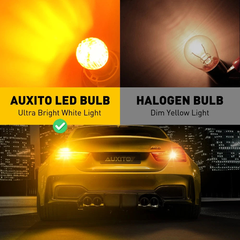 2x 12V 1156 BA15S LED Bulb Motorcycle Turn Signal Light Amber 6000K 300%+ Bright