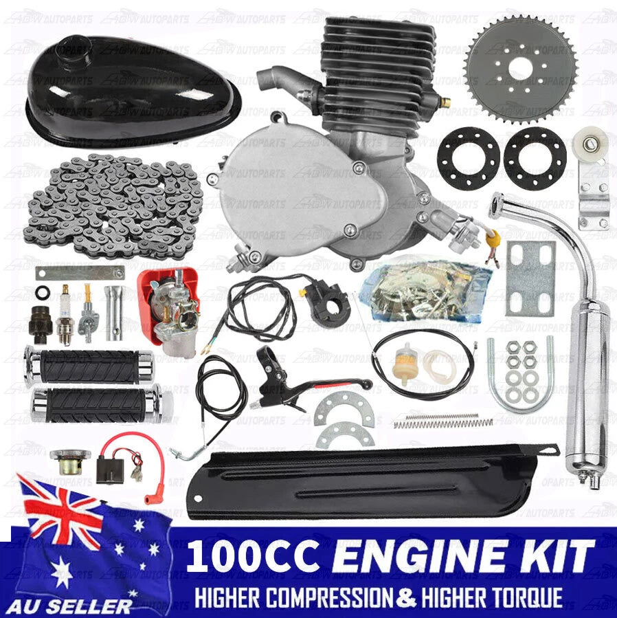 100CC 2 Stroke Motor Engine Motorised Bike Kit Push Petrol Gas Complete Engines