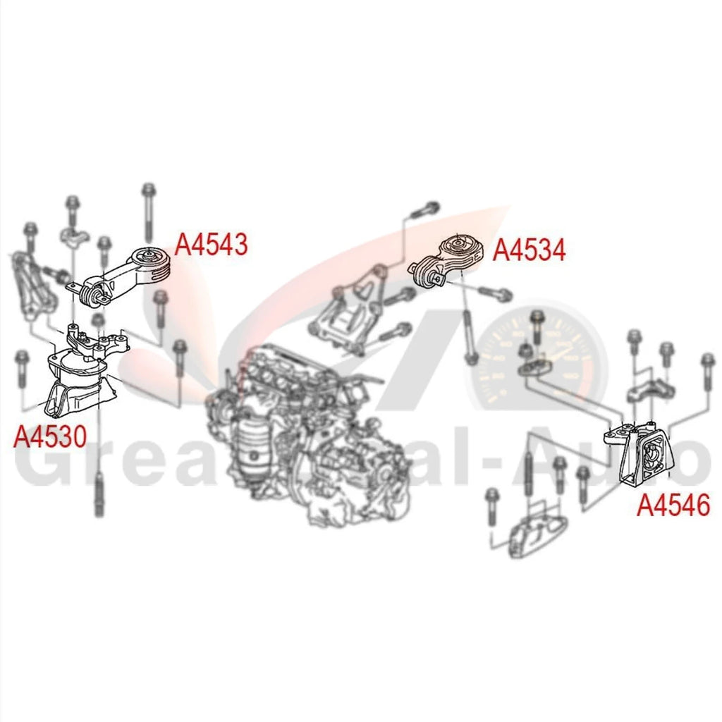 For Honda Civic FD 1.8L 2006-2012 AUTO Left + Right + Upper + Rear Engine Mounts